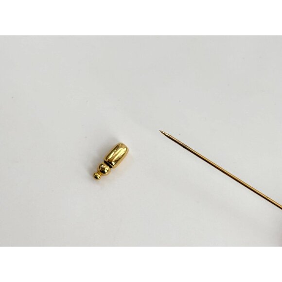 Triple Circle Entwined Gold Toned Vintage Stick Pin | Hat Pin | Lapel Pin - Picture 9 of 10